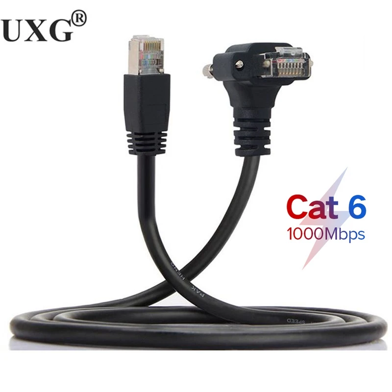 Cable Ethernet Up Angled RJ45 Vision, Cable de parche Flexible resistente al desgaste, bloqueo de tornillo Cat6 para GigE CCD, bandeja de alta flexibilidad de 50cm