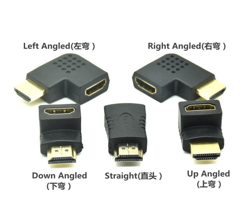 Adaptador macho a hembra HD compatible con HDMI, convertidor extensor arriba abajo, ángulo derecho e izquierdo para 1080P, HDTV, PC - imagen 2