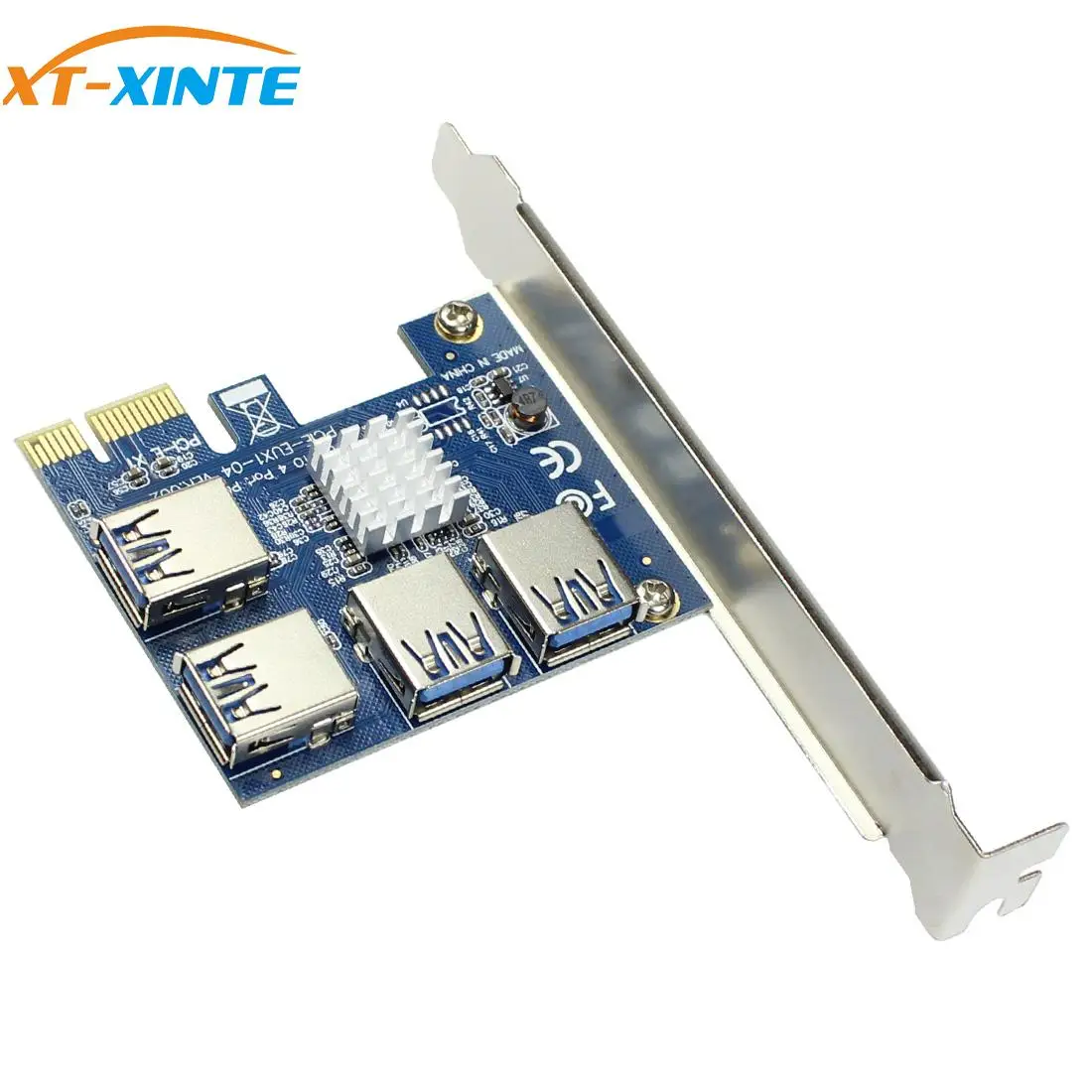 Tarjeta elevadora XT-XINTE PCI-E, Multiplicador de Puerto PCIe USB, PCI Express, PCIe 1 a 4, tarjeta adaptadora PCI-E para máquina minería BTC