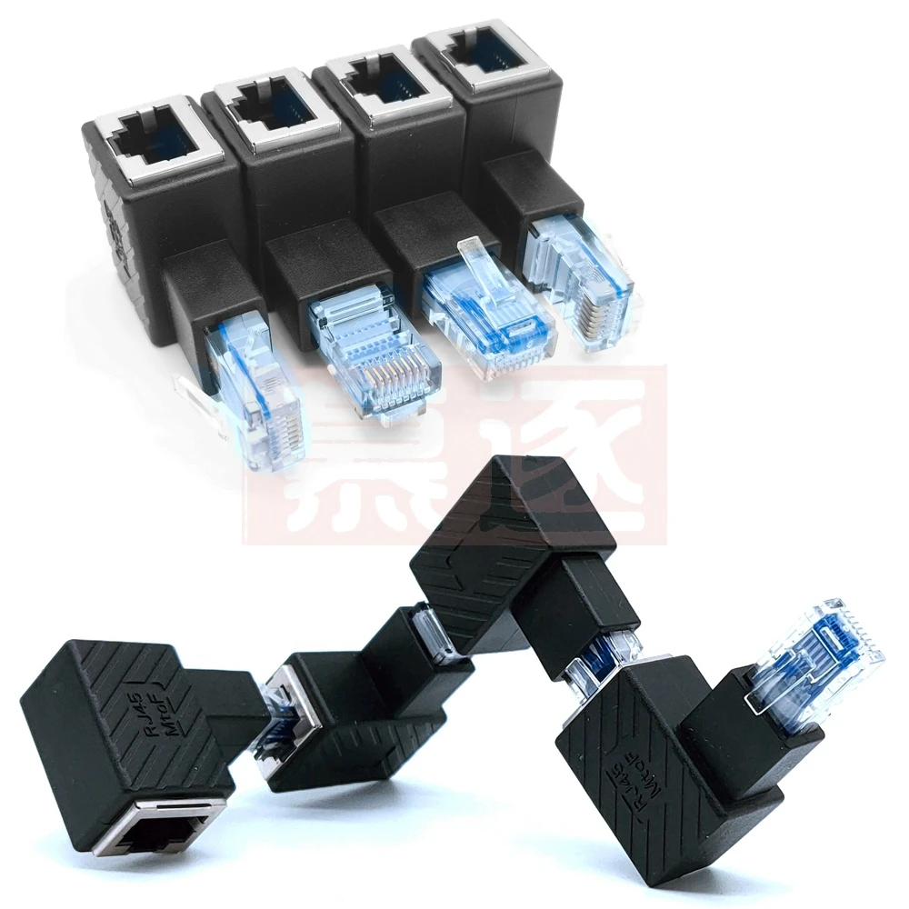 Adaptador de extensión de red Ethernet, multiángulo, 90 grados, RJ45, arriba, abajo, derecha, izquierda, 8P8C, FTP, STP, UTP, Cat 5e, 1 ud. - imagen 3