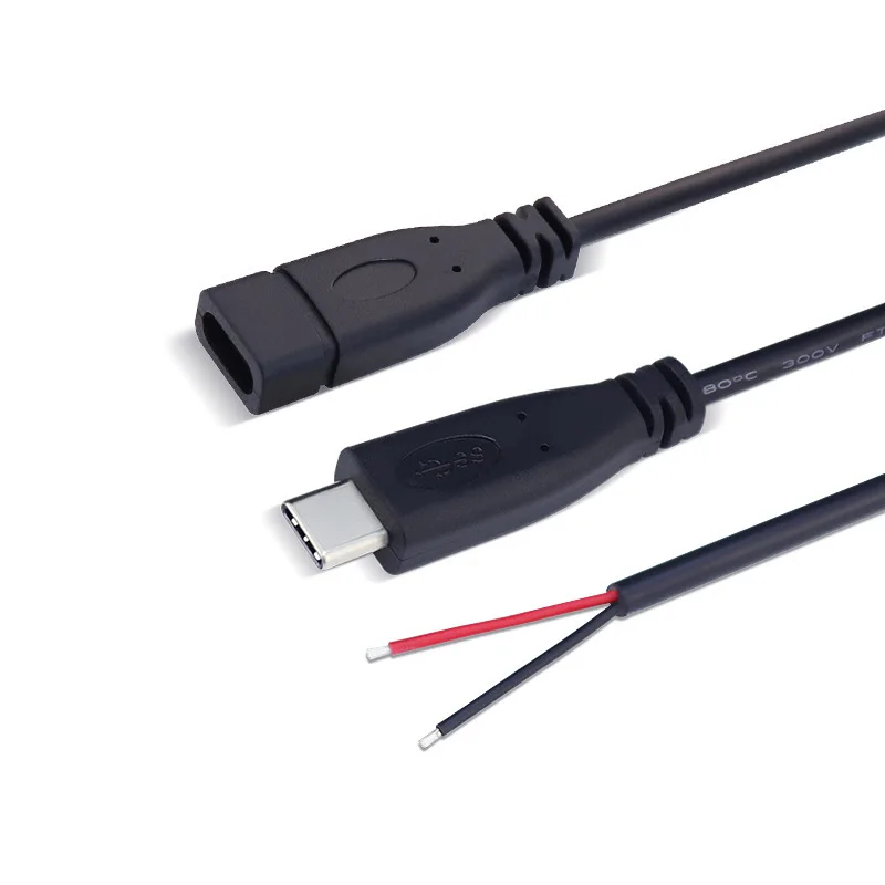 Cable de reparación tipo USB-C, Cable de 2 pines y 4 pines, USB 2,0, macho, hembra, tipo C, extensión de enchufe, Conector de cargador de soldadura para Huawei y Xiaomi - imagen 3