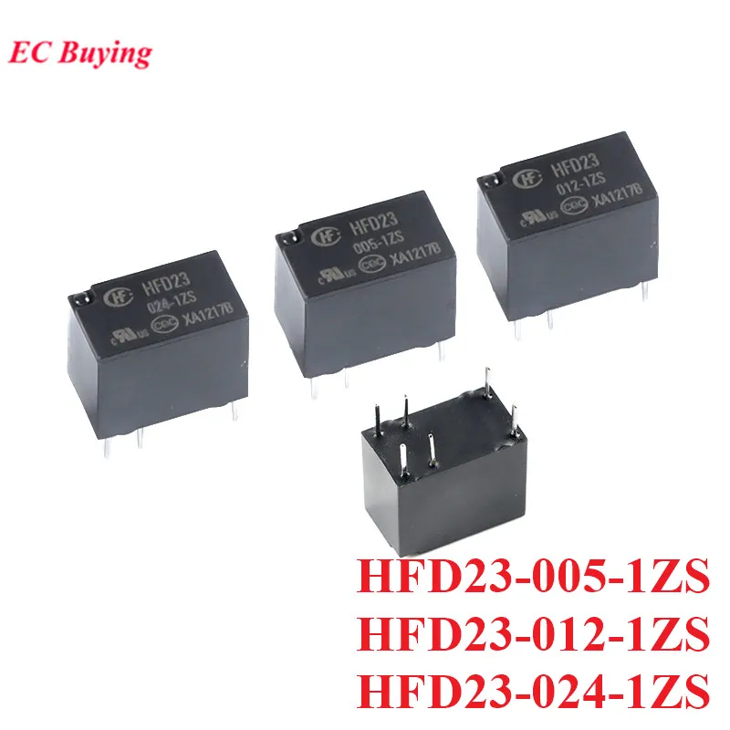 5 uds/1 ud HFD23 Mini relés HFD23-005-1ZS 012-1ZS 024-1ZS 24V DC 12V 5V 6Pin Ultra pequeño relé de potencia altamente sensible Rele