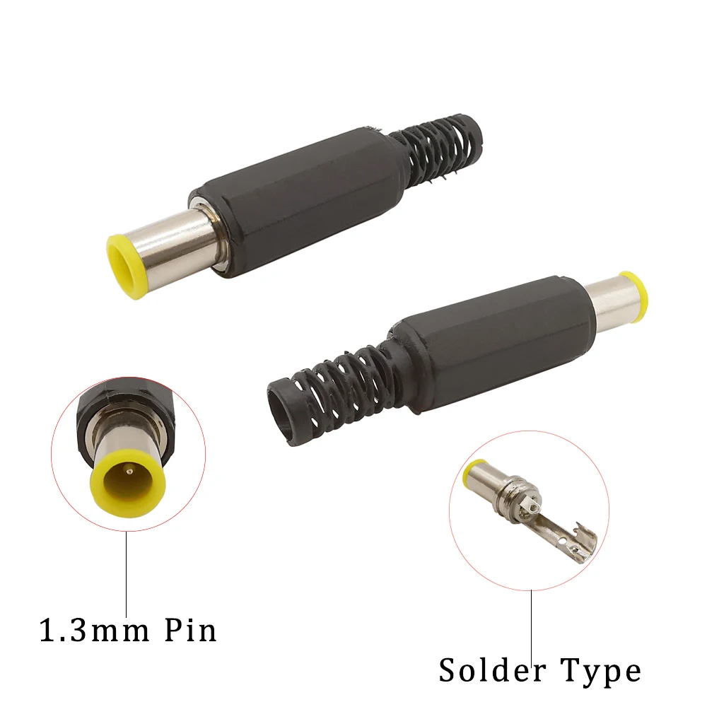 Conector de alimentación de cc de 6,5mm x 4,4mm, Cable de Audio de reparación DIY, conector de soldadura con Pin de 1,3mm, 6,5x4,4mm, enchufe eléctrico macho de cc, 5 uds. - imagen 2
