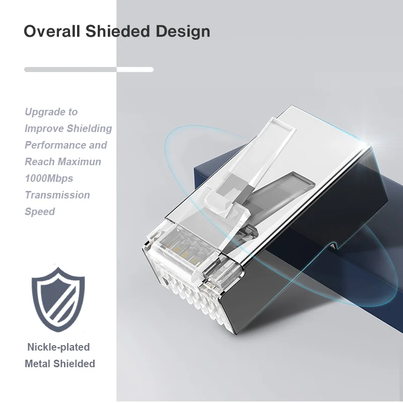 ZoeRax 50 conectores de paso RJ45 Cat6 Cat6A blindados - Extremos Ethernet chapados en oro de 3 clavijas 8P8C para cable de red FTP/STP - imagen 4