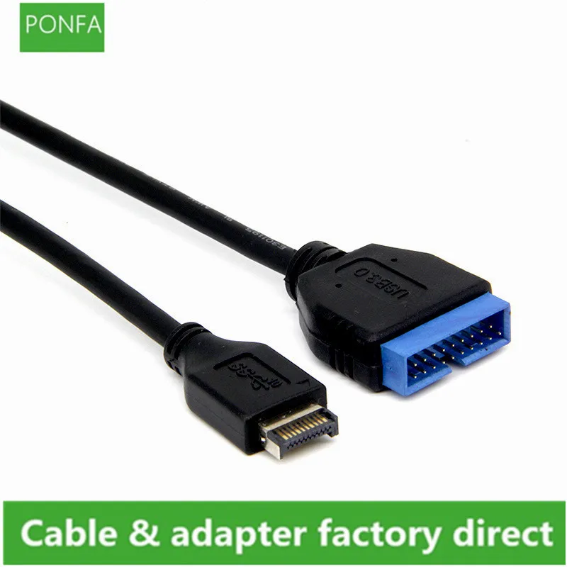 Conector de extensión USB 3,1, Cable adaptador largo de transferencia, conversión duradera tipo E a Panel frontal de 20 pines, negro para placa base ASUS