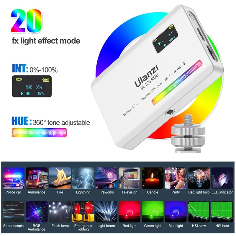 VIJIM-luz LED para vídeo VL196/VL120, RGB, 2500-9000K, regulable, 12W, luz de relleno con difusor, 3000mAh, para cámara de estudio de fotografía - imagen 5