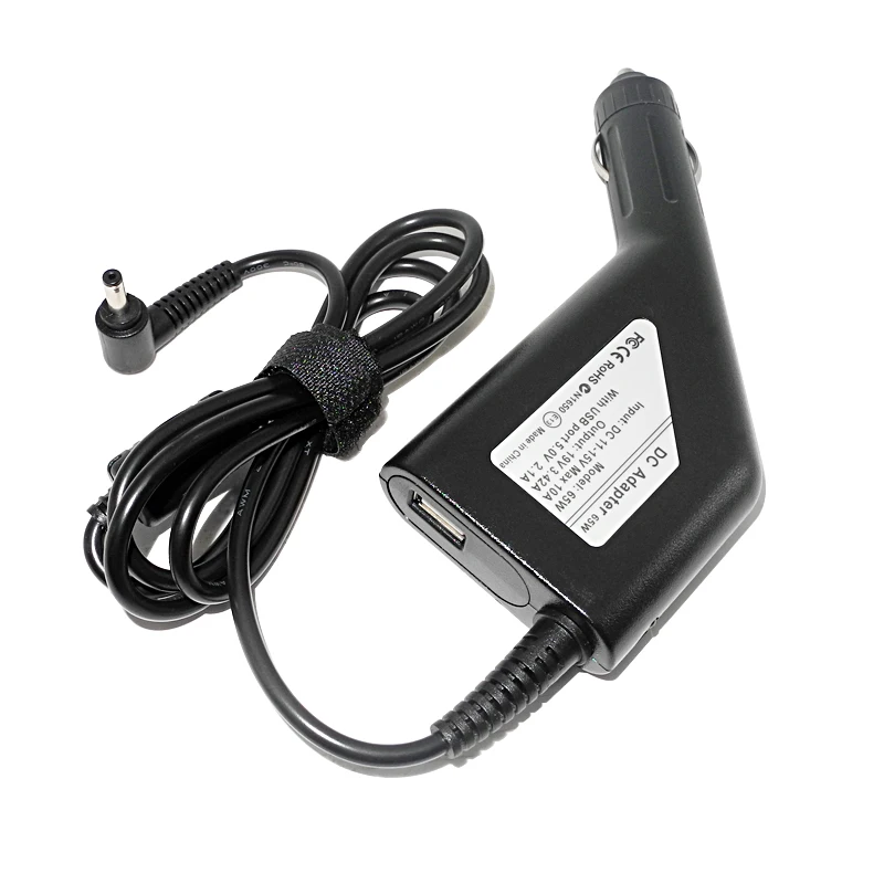 Cargador de coche Dc para Asus Zenbook UX310UA UX305CA UX305C UX305UA UX305F 19V 3.42A 65W adaptador de corriente para ordenador portátil 5V 2.1A cargador de coche USB