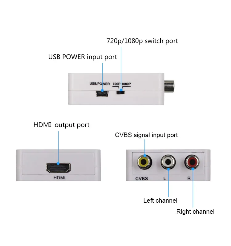 Mini RCA AV macho a HDMI hembra adaptador convertidor Full HD 1080P compuesto CVBS a HDMI AV2HDMI convertidor de Audio - imagen 5