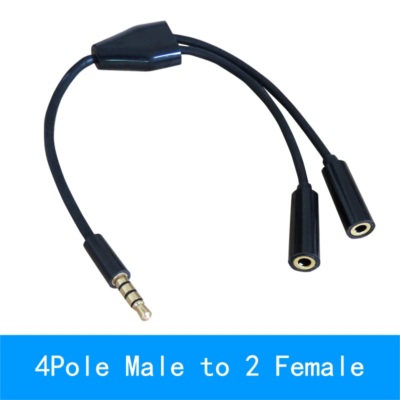 Adaptador de Audio estéreo Y divisor, Cable de auriculares, 20CM, 3,5mm, 4 polos macho a 4 polos hembra