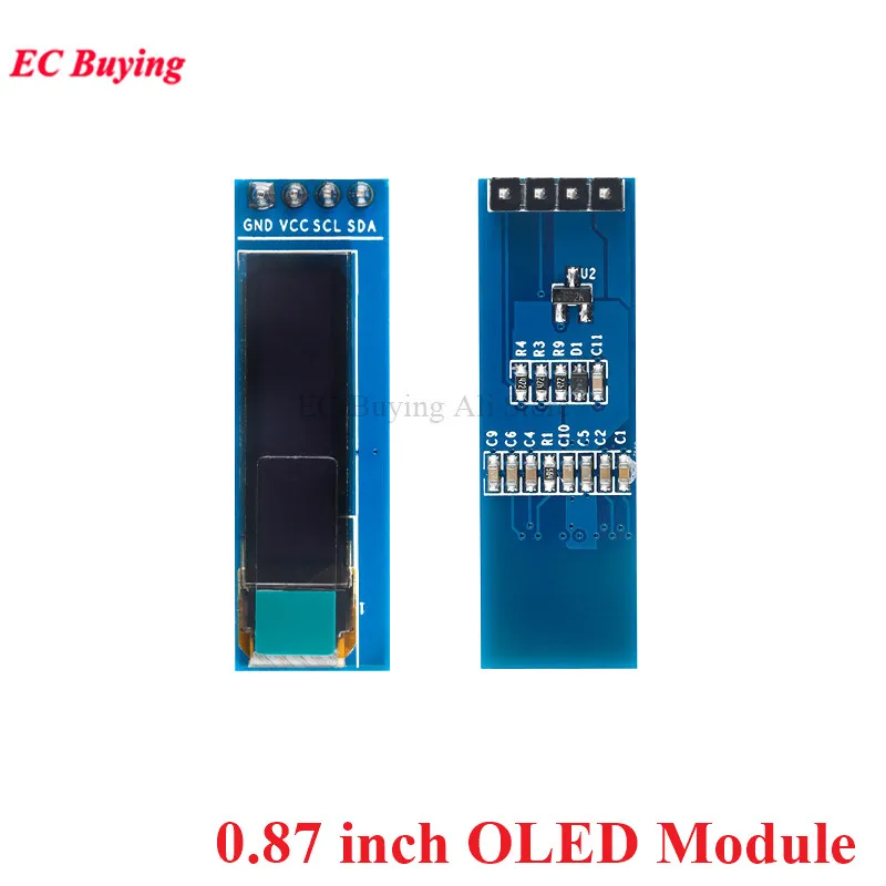 2 uds/1 unidad 0,87 pulgadas 0,87 "pantalla LCD blanca módulo de pantalla OLED SSD1316 IIC 12832 resolución 128*32 para proyectos electrónicos DIY - imagen 2