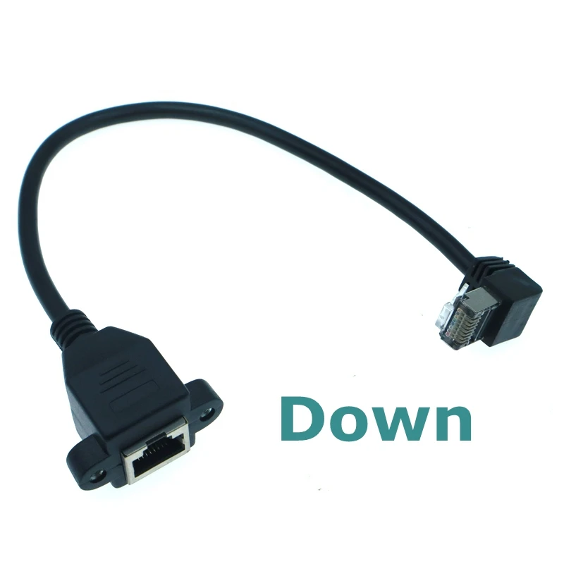 0,3 m de alta calidad 90 grados 8P8C FTP STP UTP Cat5 RJ45 macho a hembra con tornillo LAN Ethernet Cable de extensión de red de ordenador - imagen 3