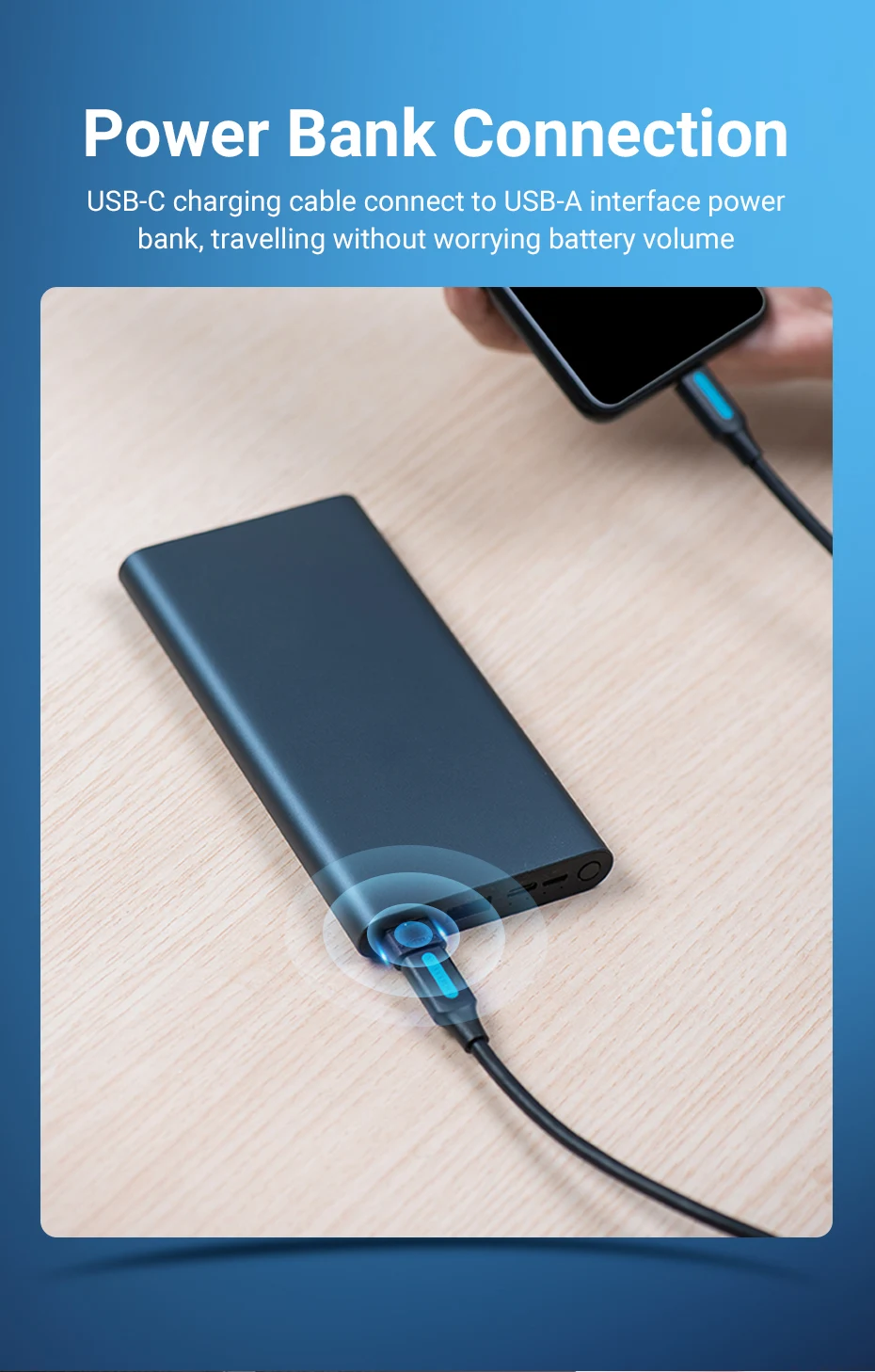 Adaptador Vention - Conexión Power Bank