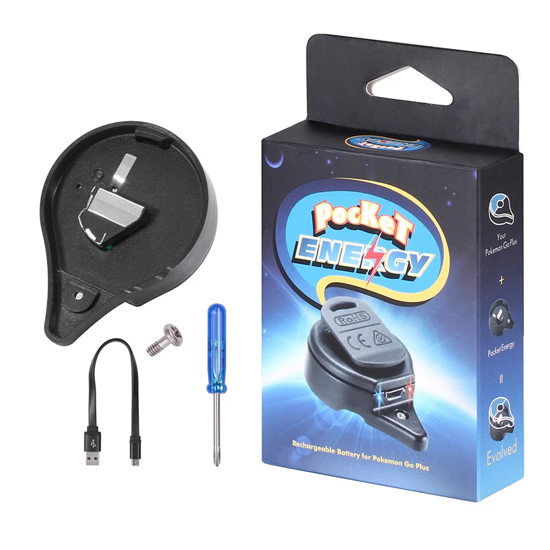 Cargador de pulsera de energía de bolsillo, Clip trasero, Base de carga para batería recargable Pokemon Go Plus