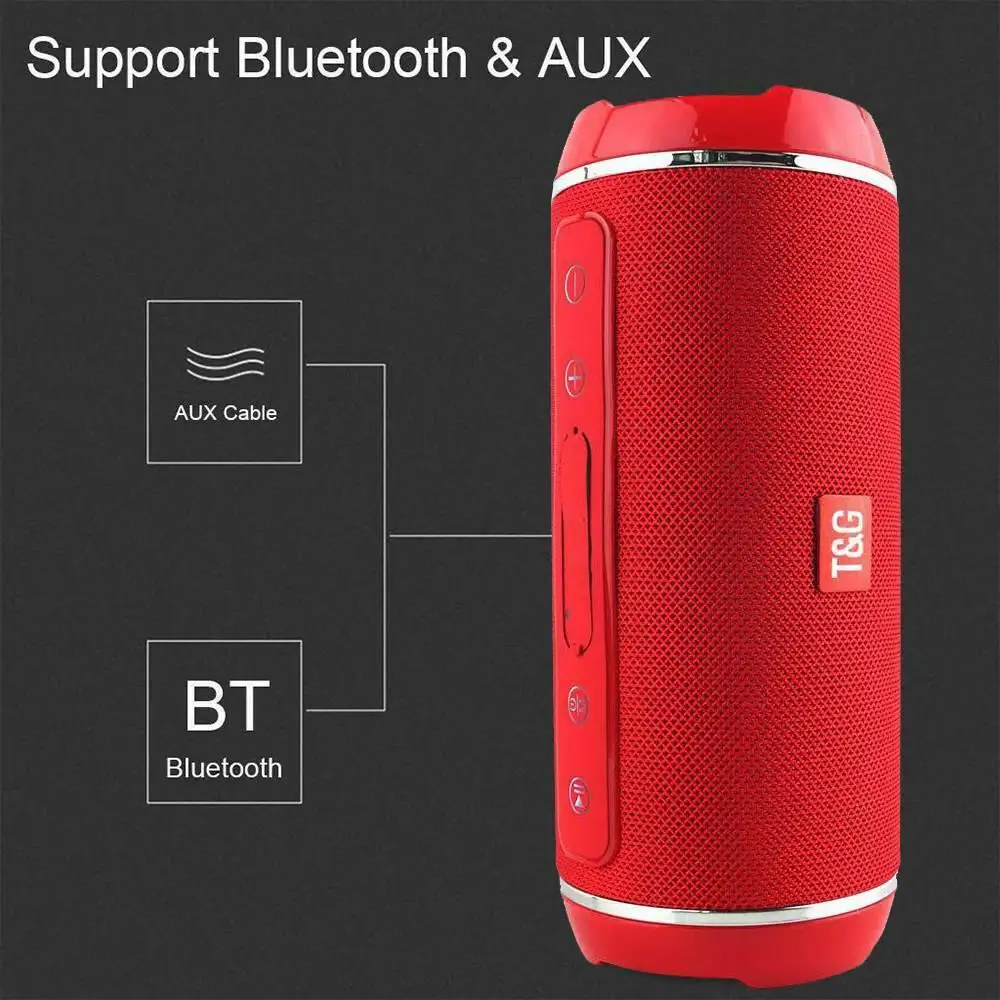 Altavoz Bluetooth inalámbrico TG116, reproductor de música portátil, Subwoofer de graves estéreo, resistente al agua, soporte USB/TF/AUX MP3, 10w - imagen 4