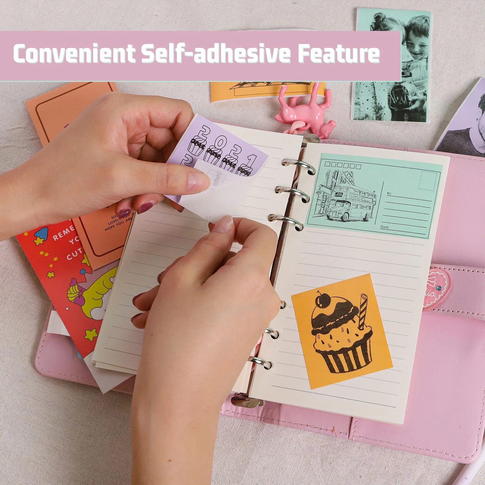 Papel térmico adhesivo para impresora de bolsillo Phomemo T02, pegatina colorida de larga duración, 20 años, verde menta/lavanda púrpura/naranja claro - imagen 5