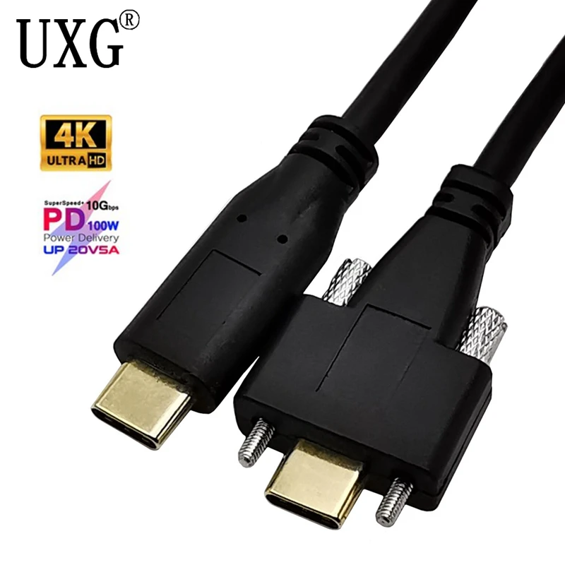 Cable de datos USB 3,1 tipo c con doble tornillo de bloqueo macho a USB tipo c macho, 5A 10Gbps, tipo de montaje en Panel 30CM 60CM 1M - imagen 5