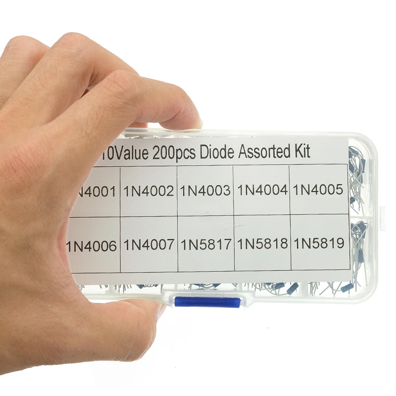 200 Uds. Kit surtido de diodos rectificadores de 10 valores 1N4001 1N4002 1N4003 1N4004 1N4005 1N4006 1N4007 1N5817 1N5818 1N5819 con caja - imagen 5