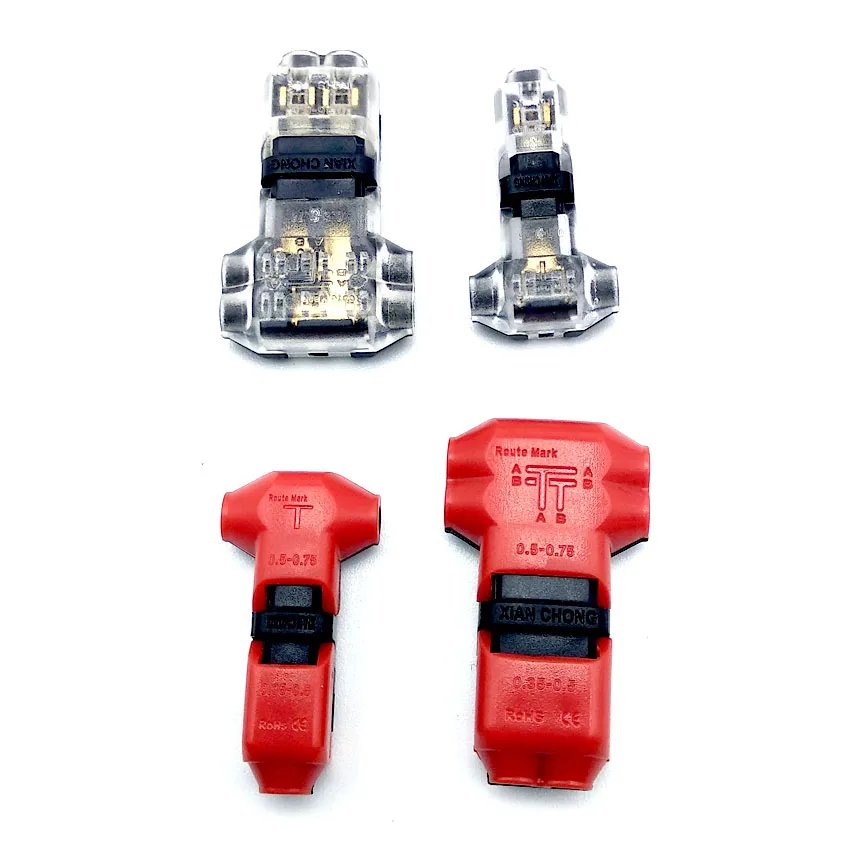 1PCS New 1/T Type 1pin/2pin Scotch Lock Quick Splice Wire Connectors for Terminals Crimp Electrical Car Audio 24-18AWG Wire Set - imagen 5