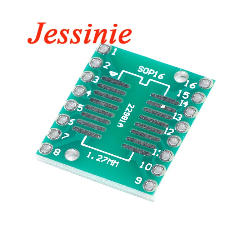10 Uds SOP16 SSOP16 TSSOP16 amplia Placa de Adaptador convertidor de parche de matrícula a DIP16 DIP Pin 0,65mm, paso de 1,27mm de prueba de transferencia de - imagen 3