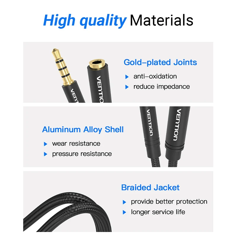 Vention Cable extensión Jack 3.5mm para coche PC auriculares altavoz - imagen 5