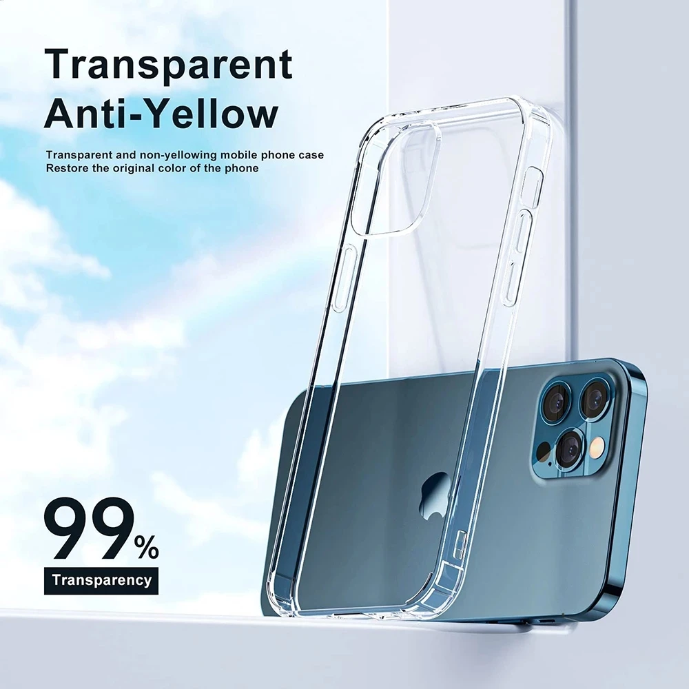 Funda transparente trasera dura acrílica de cristal de parachoques de lujo para iPhone 14 13 11 12 15 16 Pro MAX XR XSMax XS X SE 7 8 Plus - imagen 3