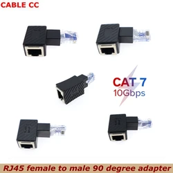 Adaptador Ethernet RJ45 Cat7 Macho a Hembra 90° Antienredo Alta Calidad