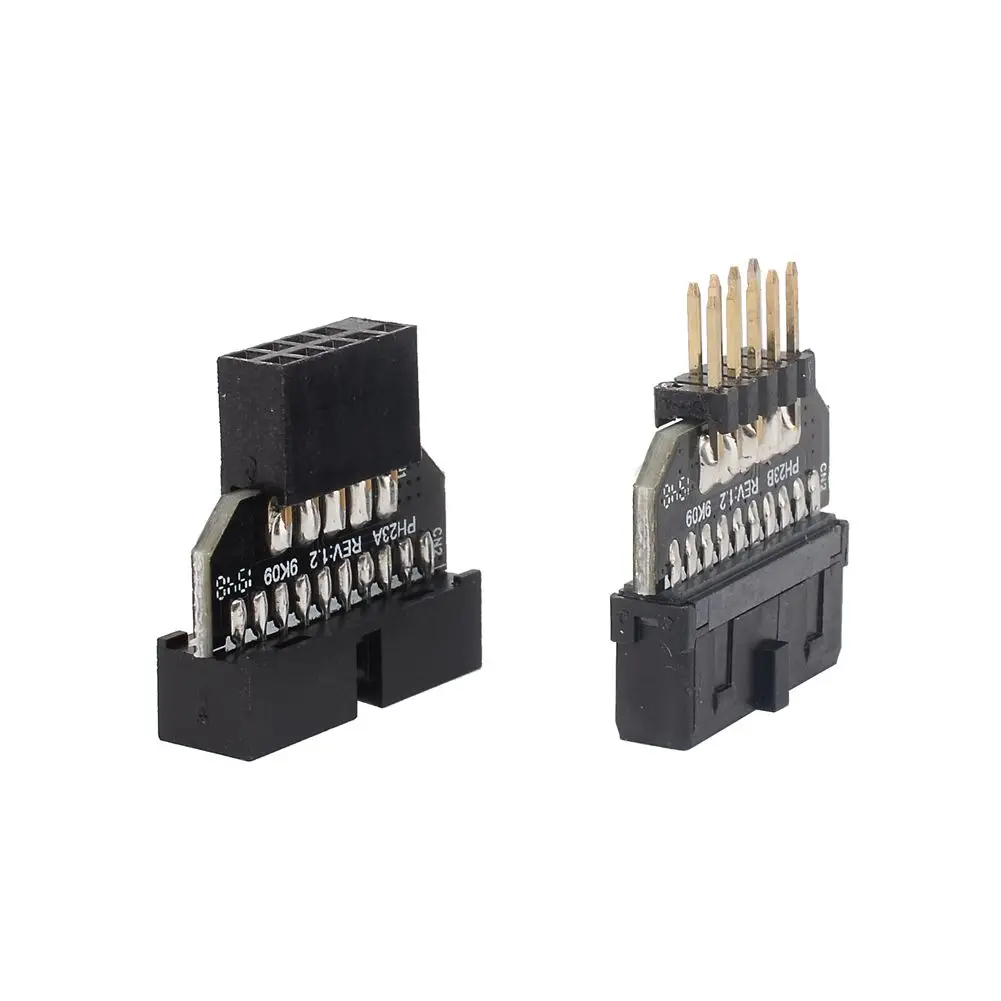 1 Juego de carcasa USB 2,0 Reversible de 9 pines a placa base USB 3,0, adaptador hembra de cabezal de 20 pines