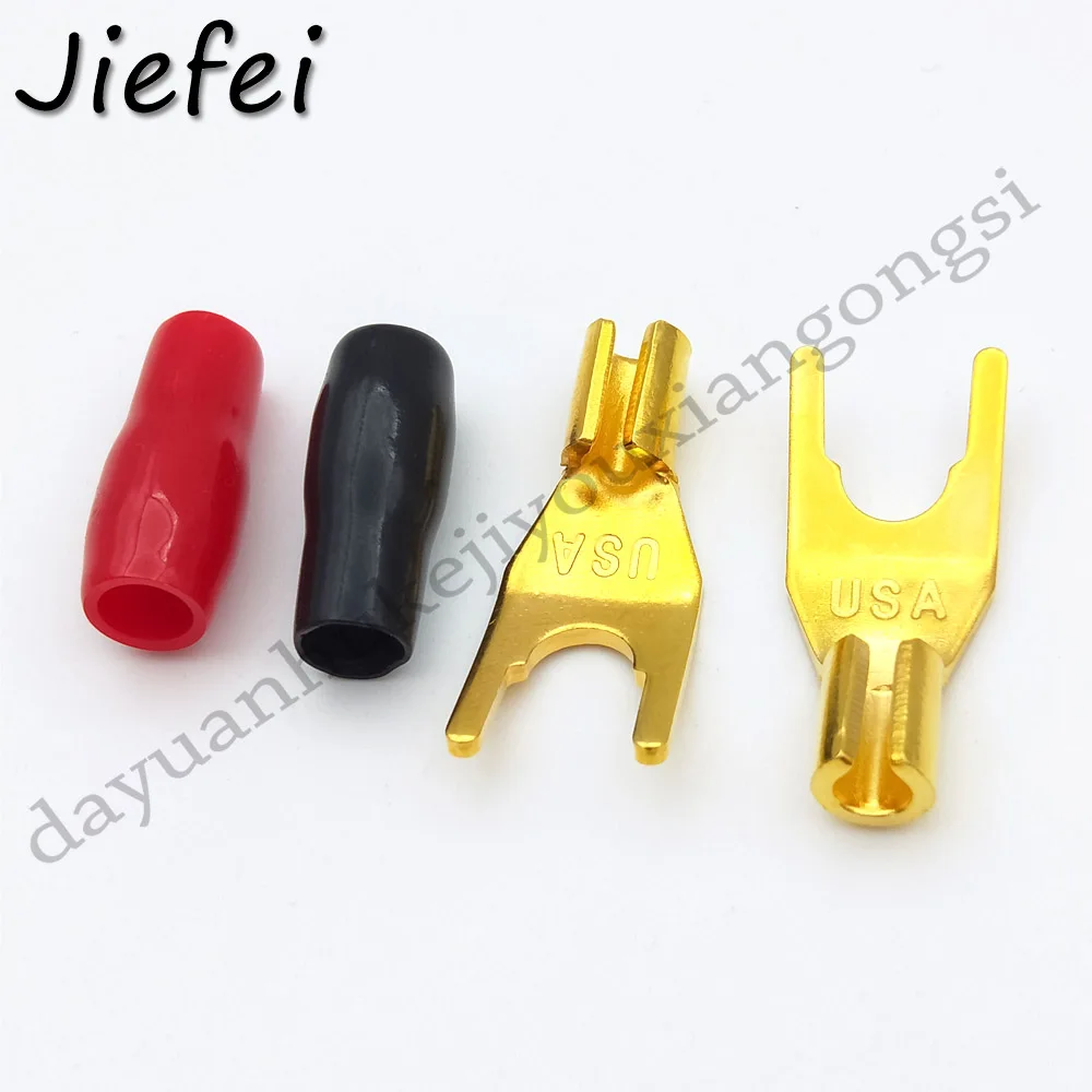 Conectores banana chapados en oro sin soldadura, horquilla, altavoz, adaptador de enchufe Banana, 20-200 Uds. - imagen 3