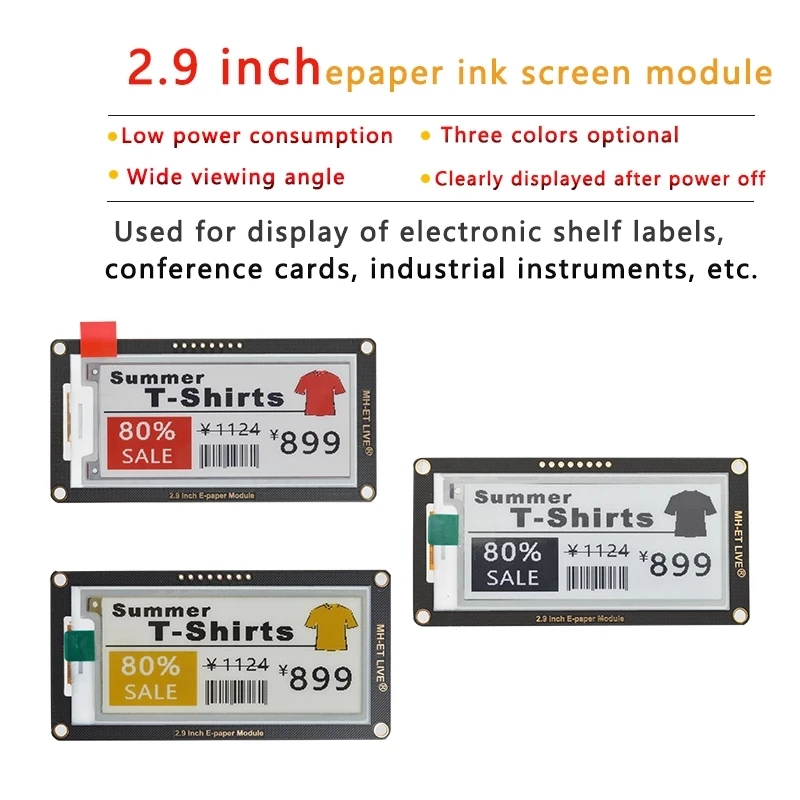 Módulo Epaper de papel electrónico, pantalla de visualización e-ink, SPI, compatible con Arduino UNO, STM32, Raspberry PI, ESP32, 2,13, 2,13, 2,9 y 2,9 pulgadas - imagen 5
