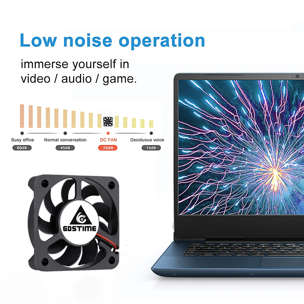 Gdstime-Mini radiador con Motor de 5cm, ventilador Axial de refrigeración de 50mm x 10mm, 50x50x10mm, cc 5V, 12V, 24V, XH2.5, PH2.0, 2 pines, 5 uds. - imagen 3