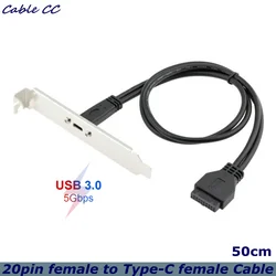 Cable USB 3.1 20 pines para placa base USB-C hembra a USB 3.0 0,5 m PCI