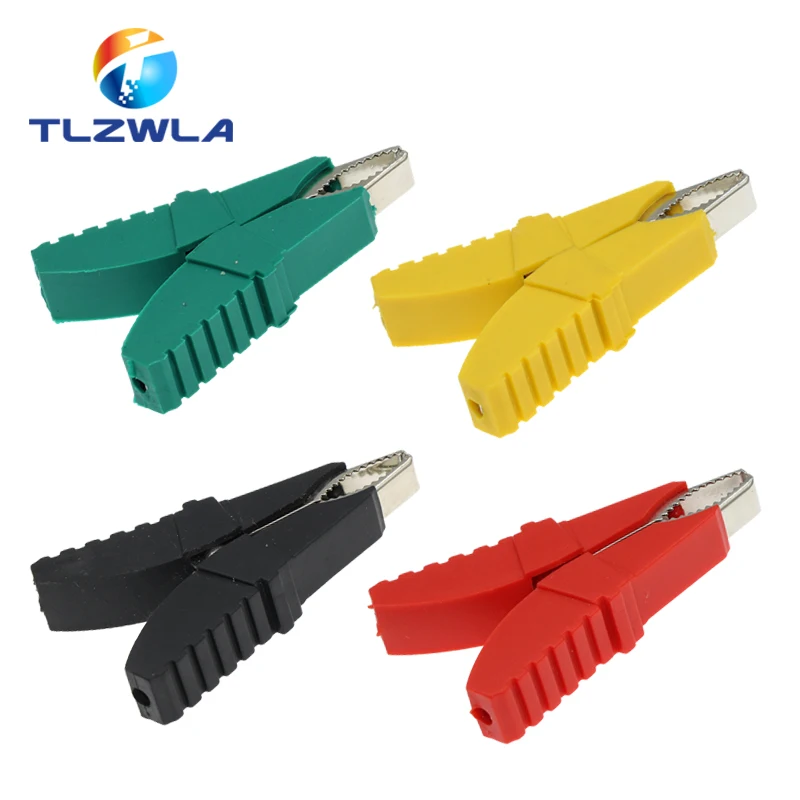 1 Uds mango de plástico sonda de prueba pinzas de cocodrilo eléctricas de Metal conector abrazadera de cocodrilo abrazaderas de batería rojas y negras
