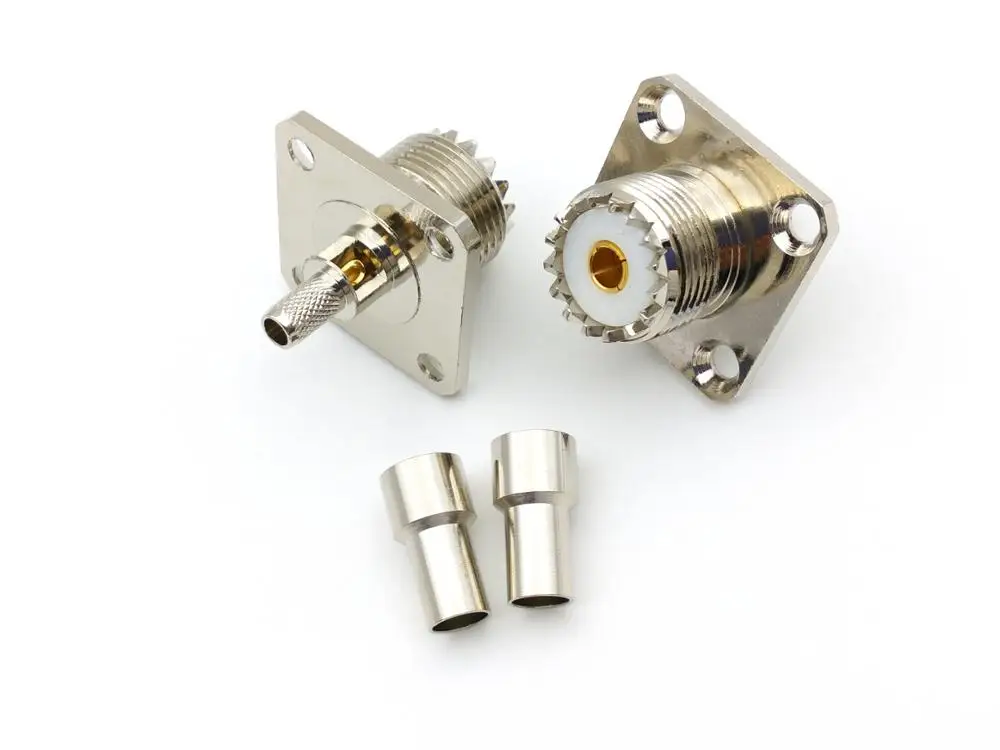 Adaptador de engarce RF para Panel de 4 orificios, accesorio de latón UHF SO239 hembra, LMR195, RG58, RG400, RG142, 10 piezas - imagen 2