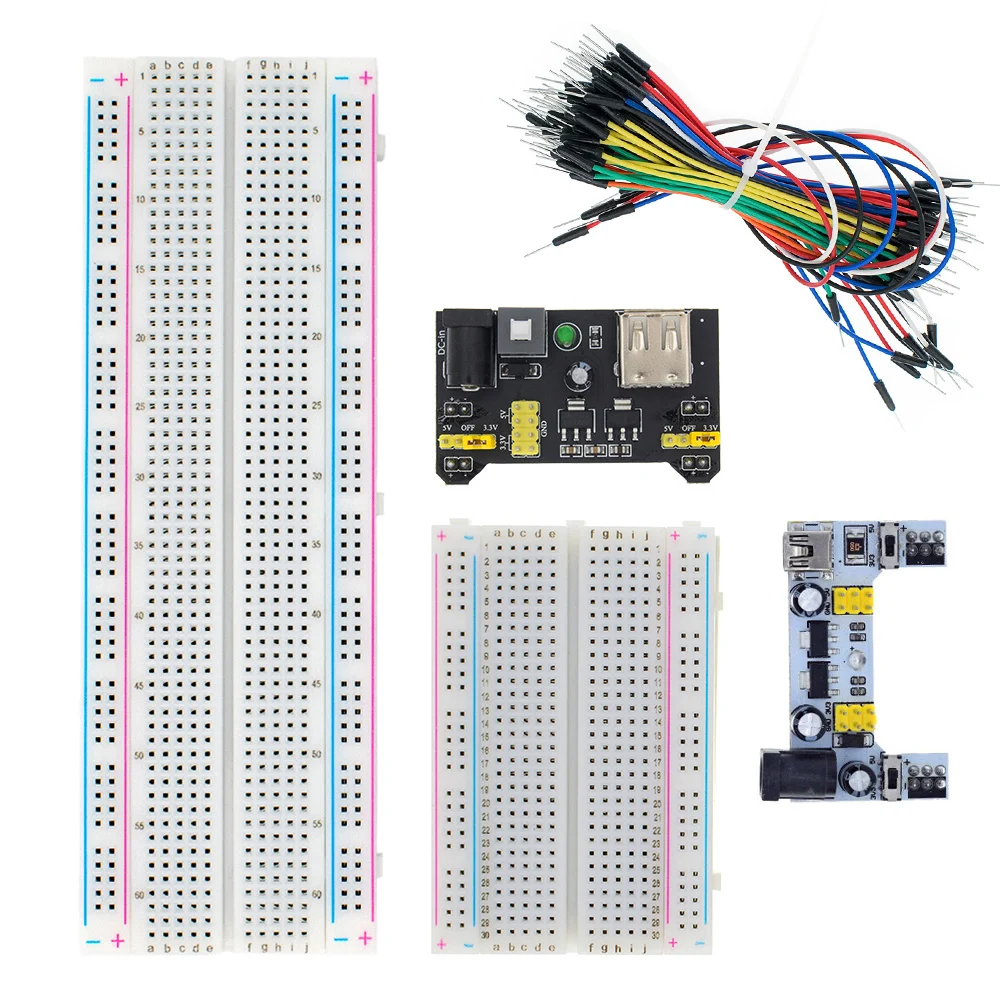 Placa de pruebas MB-102 MB102, placa de pan PCB sin soldadura de 400 puntos, prueba de desarrollo de línea Dupont, bricolaje para SYB-830 de laboratorio arduino