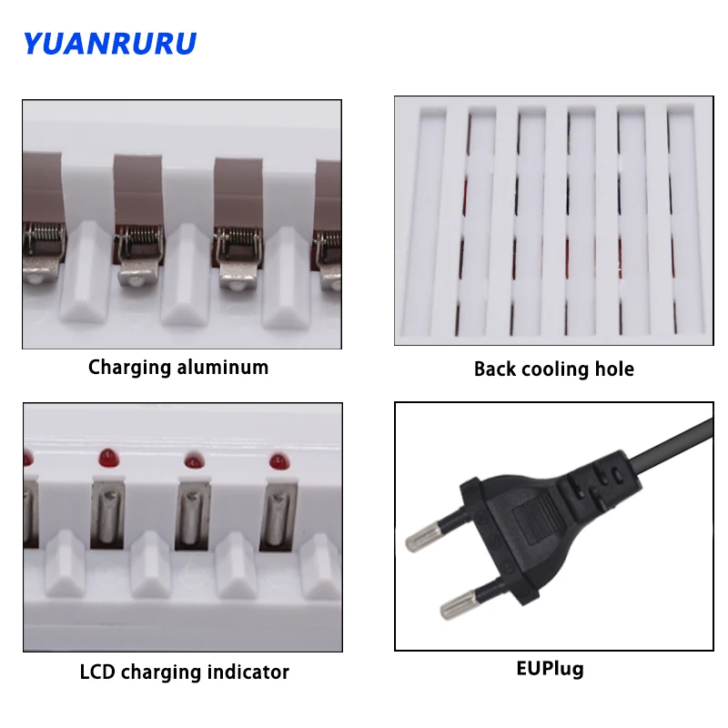 Cargador de batería Cargador USB Batería Cargador de batería multiranura AA/AAA Ni-MH/Ni-Cd Baterías recargables Enchufe de EE. UU./UE - imagen 4