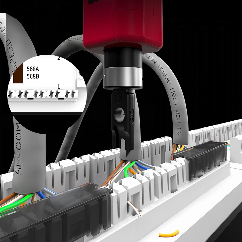 AMPCOM Premium Series CAT5e/6 Panel de conexión keystone de 24/48 puertos, montaje en rack -1/2U, 19 pulgadas, 568A/B, 50u Gold Pla - imagen 5