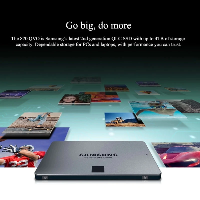 Samsung-disco duro interno SSD 870 QVO, 1TB, 2TB, 2,5 ", 4TB, SATA III, QLC, SATA3, nuevo, 100% Original para escritorio - imagen 4
