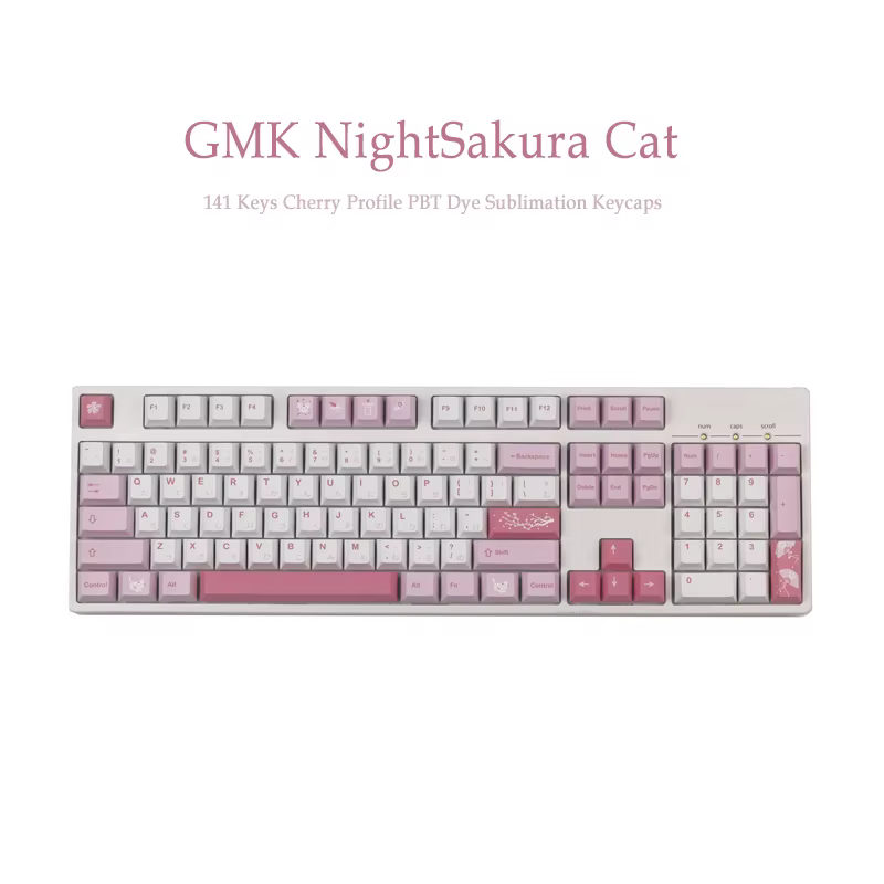 GMK NightSakura Cat Keycaps PBT – Sublimación Interruptores MX