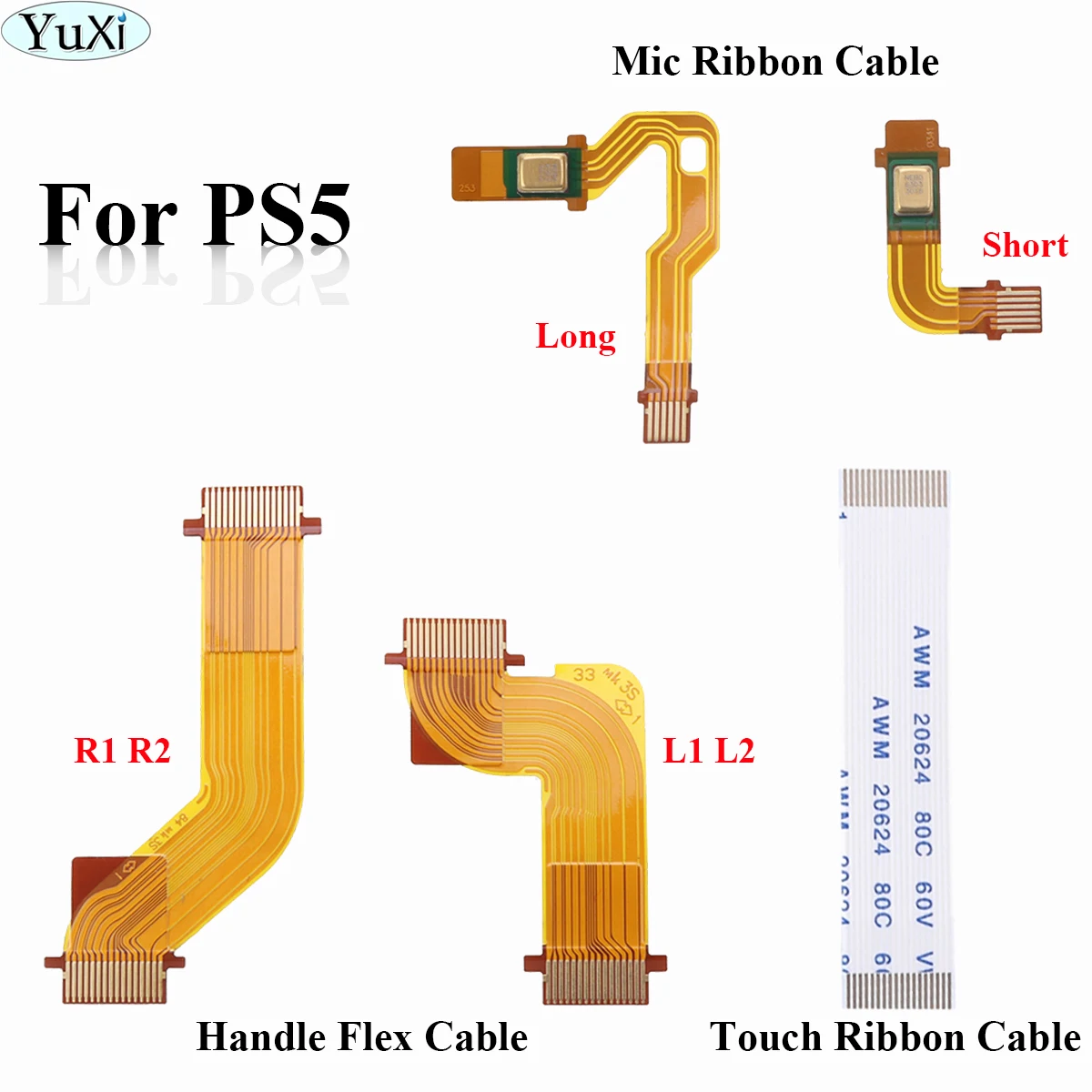 Cable flexible izquierdo y derecho para controlador PS5, Conector de Motor L2 R2, placa de botón, micrófono y cinta táctil