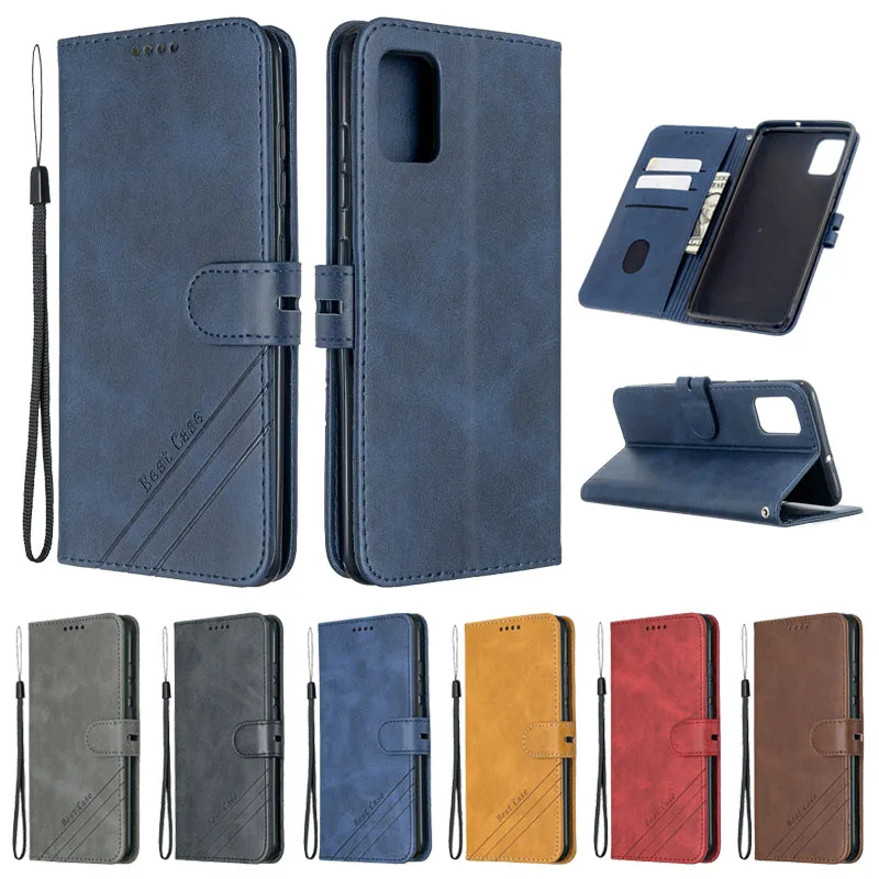 Funda de cuero con tapa para Samsung Galaxy A71, carcasa de lujo con billetera magnética
