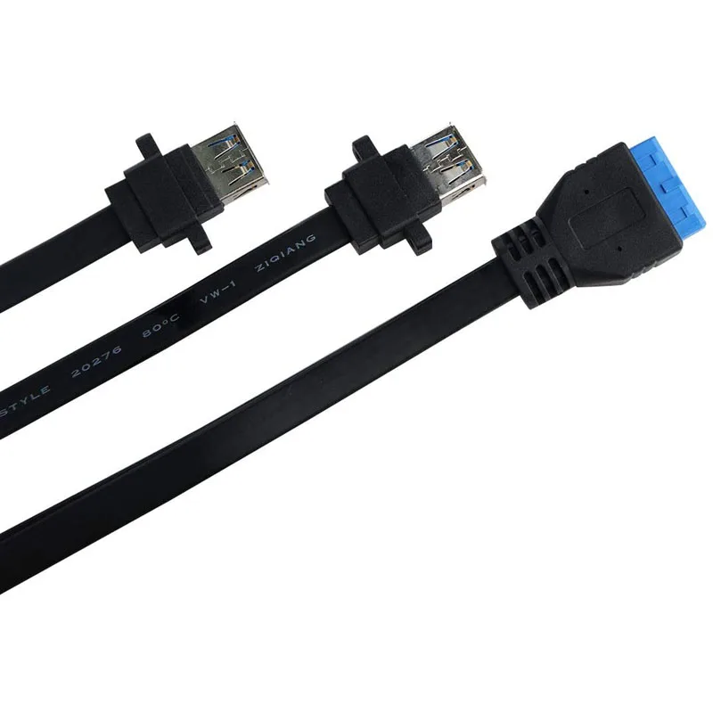 2 puertos USB 3.0 A hembra tornillo montaje en panel a placa base Cable plano de 20 pines 30cm 50cm 80cm - imagen 3