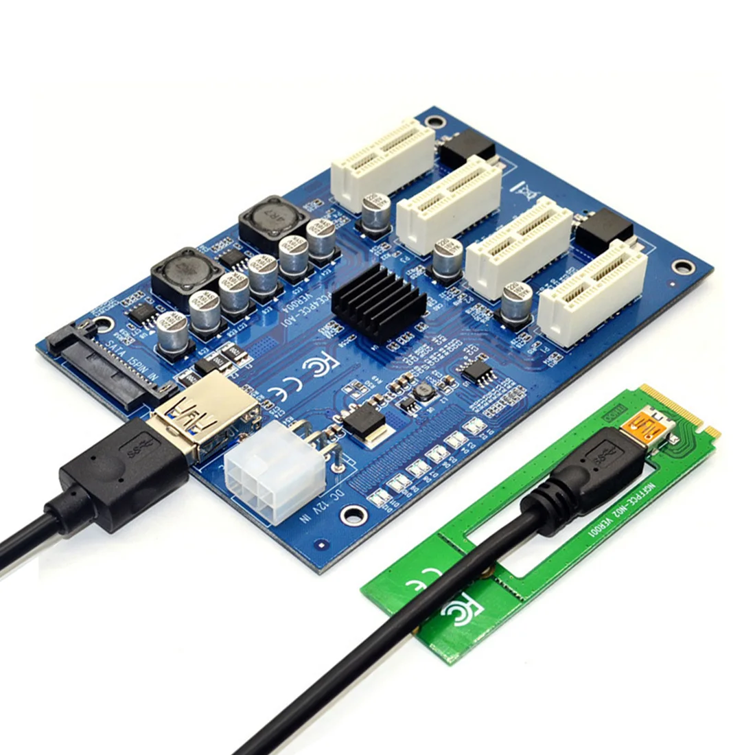 Tarjeta de expansión M.2 M KEY/PCI-E X1 a 4PCI-E X16, multiplicador de interruptor PCI Express de 1 a 4 puertos, HUB, tarjeta elevadora USB Sata de 6 pines - imagen 5
