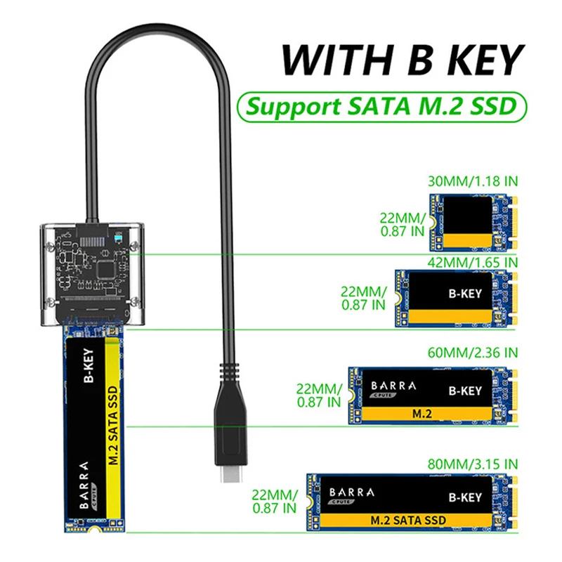 UTHAI-caja de disco duro transparente M.2 a tipo C, adaptador SSD para PCIE, NGFF, SATA, clave M/B - imagen 2