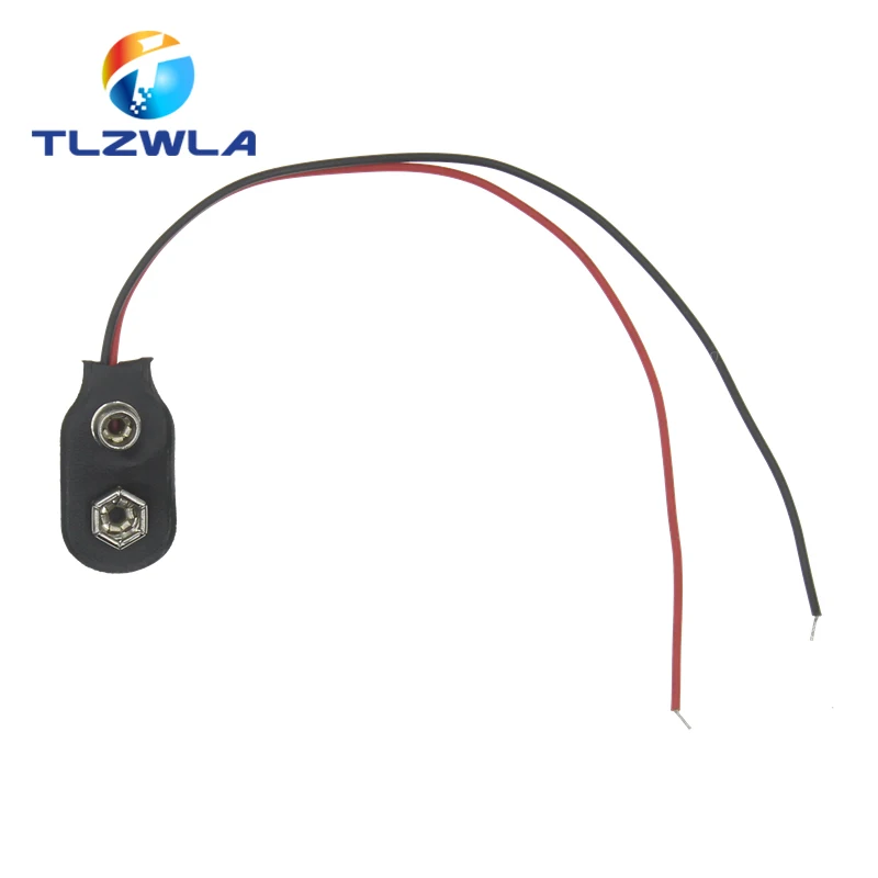 Hebilla de conector de Clips de batería de 9V, 10cm, 15cm, Negro, Rojo, conexión de Cable, 10 unidades - imagen 3