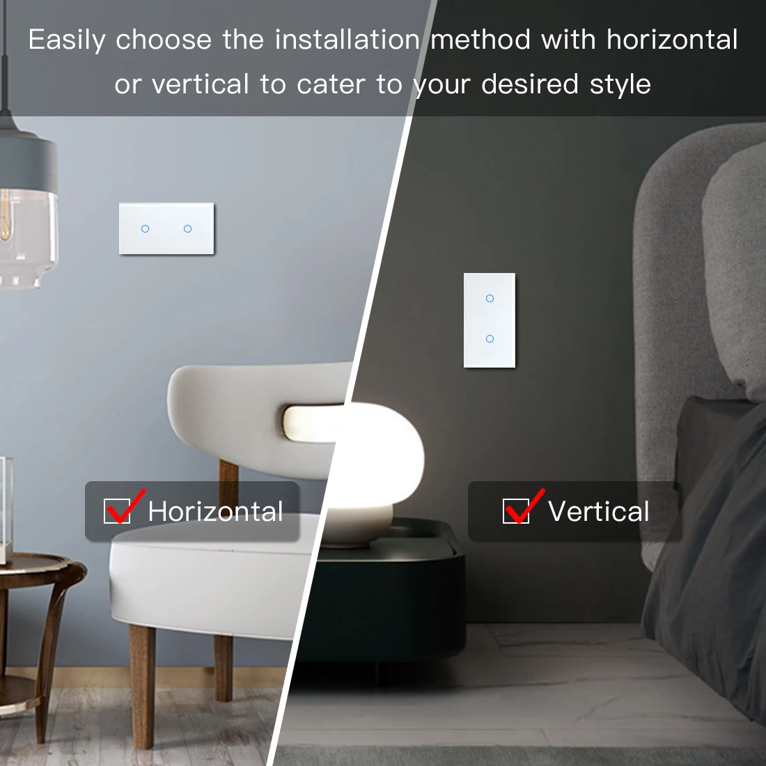 BSEED-interruptores de luz doble con Sensor táctil, interruptor de pared de cristal, 2 entradas y 1 vía, luz negra oscura, blanco, negro, dorado, 300W/Gang - imagen 5