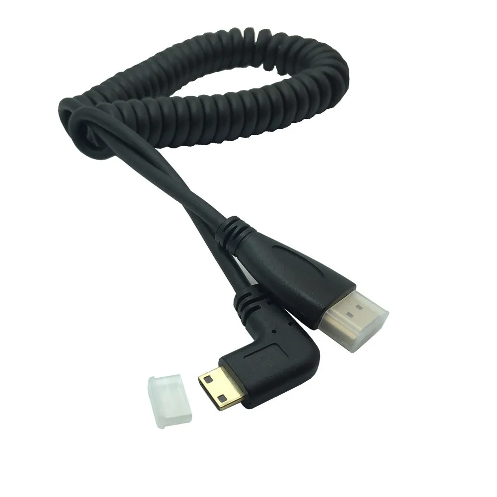 Cable de resorte compatible con HDMI V1.4 3D de alta calidad, Mini HDTV tipo C, chapado en oro, ángulo izquierdo y derecho para videocámaras Sony Canon - imagen 5