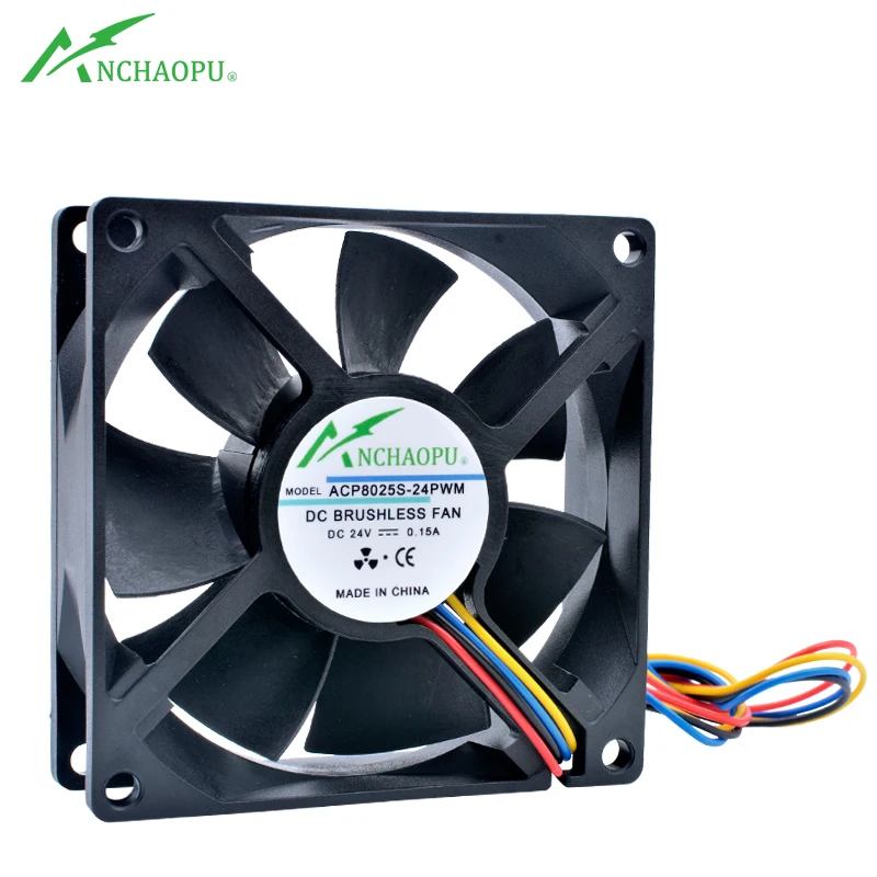 ACP8025S-24PWM ventilador de 8cm 80mm 80x80x25mm DC24V 0.15A 4 cables 4 pines pwm ventilador de refrigeración de control de velocidad para chasis de servidor inversor