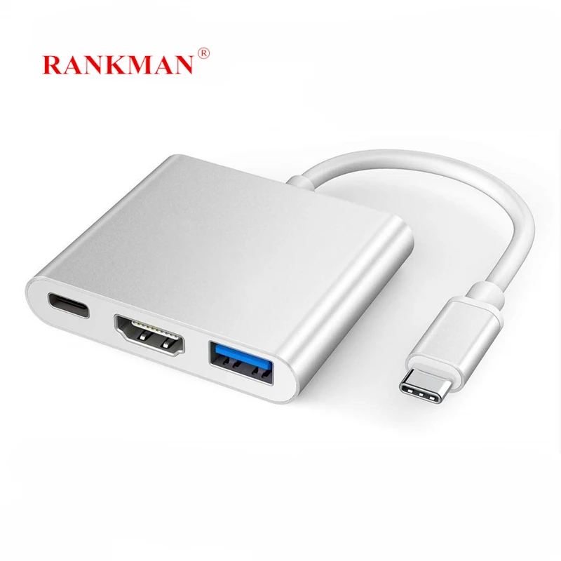Rankman Tipo C 4K HDTV USB C 3.0 Thunderbolt Adaptador Dock Hub Macbook iPad Samsung S20 Dex Dell X15 Xiaomi 11 TV PS5 - Vista principal del producto