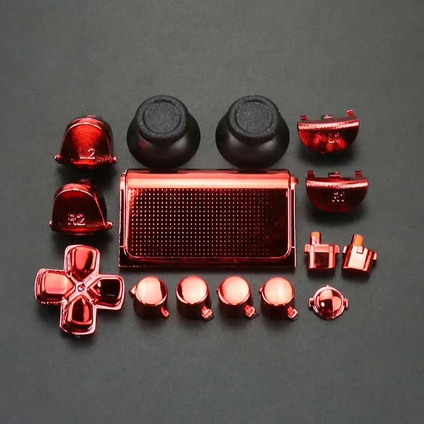 JCD-Juego de botones chapados en Metal para PS4 PRO Slim Controller, JDS-040, Dpad, L1, R1, L2, R2, botones de gatillo, empuñaduras analógicas, tapas, cubierta - imagen 2