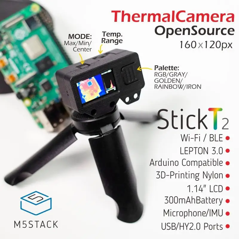 Kit de desarrollo de cámara térmica oficial M5Stack M5StickT2 ESP32 (Lepton 3.0) - imagen 3